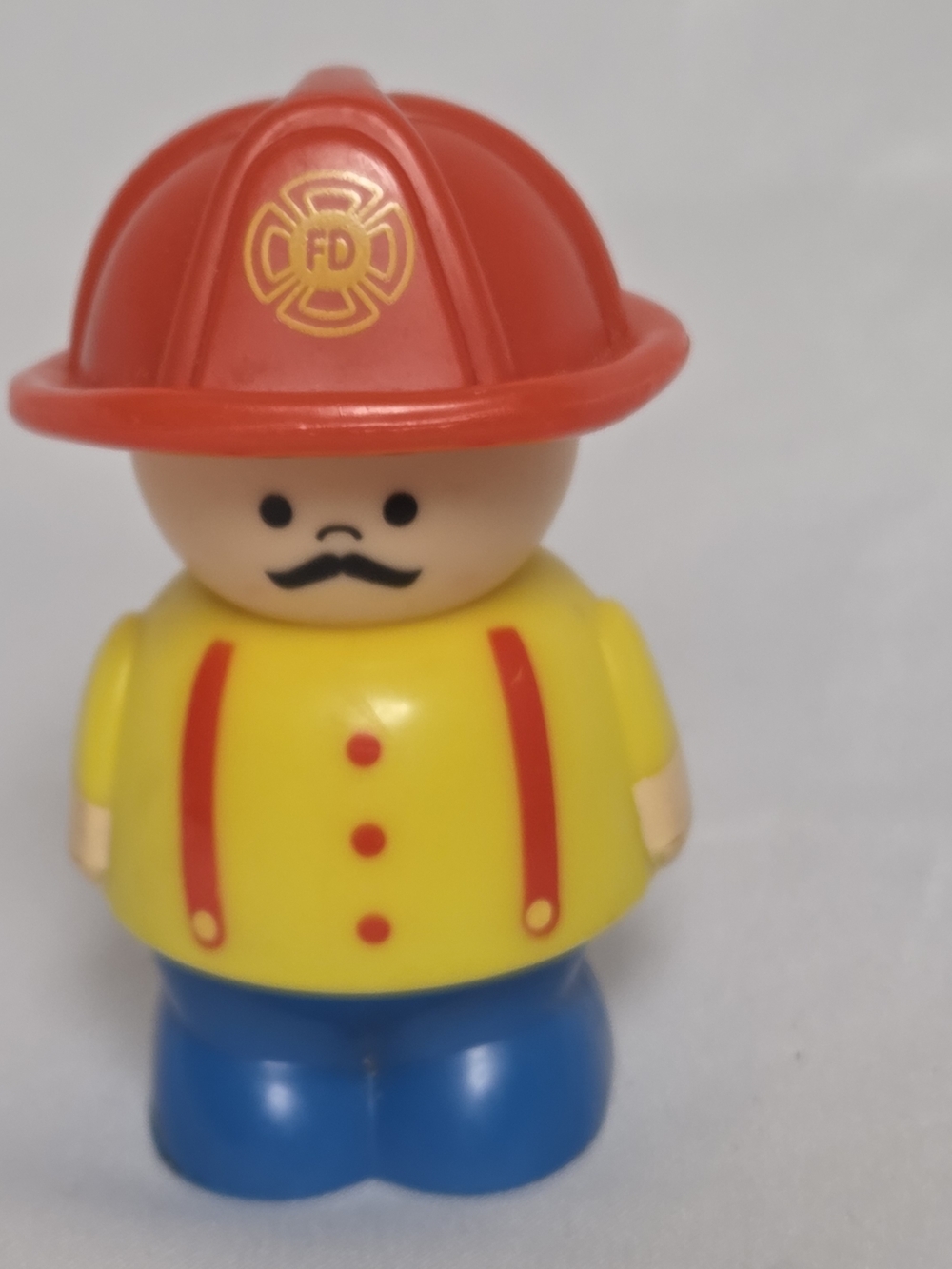 Shelcore Fireman Figure Red Hat Suspenders Yellow‎ Shirt Blue Pants Mustache